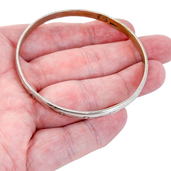 Vintage Sterling Silver Textured Bangle Bracelet 8" - Picture 1 of 7